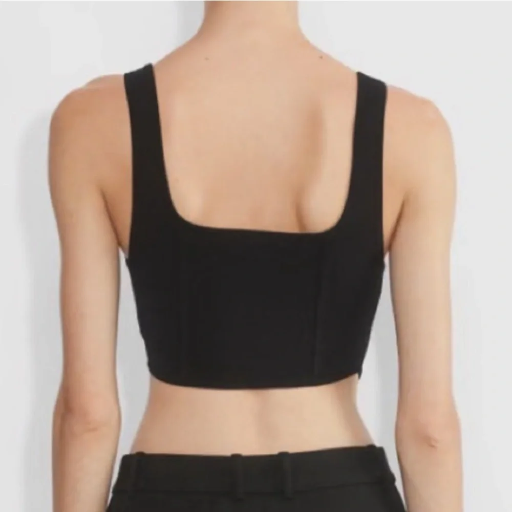 Babaton Ariztia Black Women's Small Bustier Tank Top Crop Nylon Elastane S Sm - Picture 4 of 10